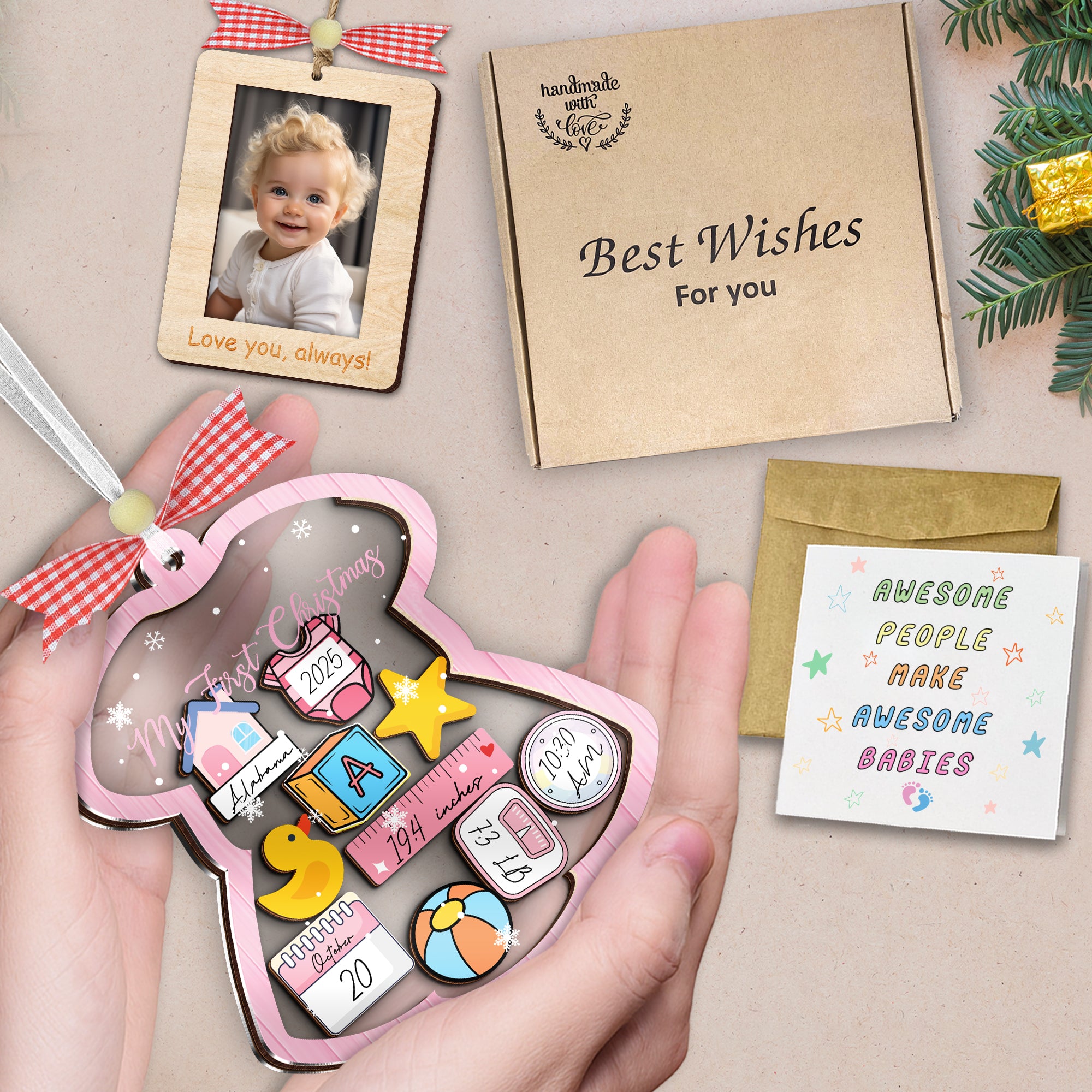 Baby’s First Christmas Shaking Ornament – Personalized Keepsake Gift for Boy or Girl