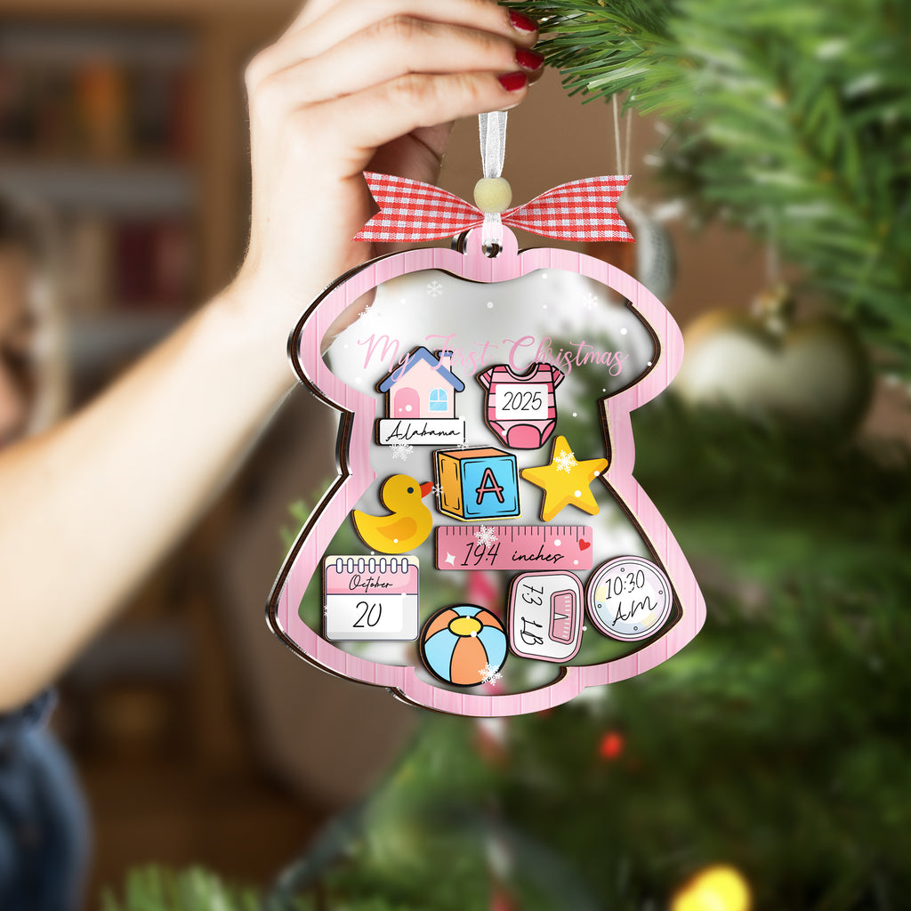 Baby’s First Christmas Shaking Ornament – Personalized Keepsake Gift for Boy or Girl
